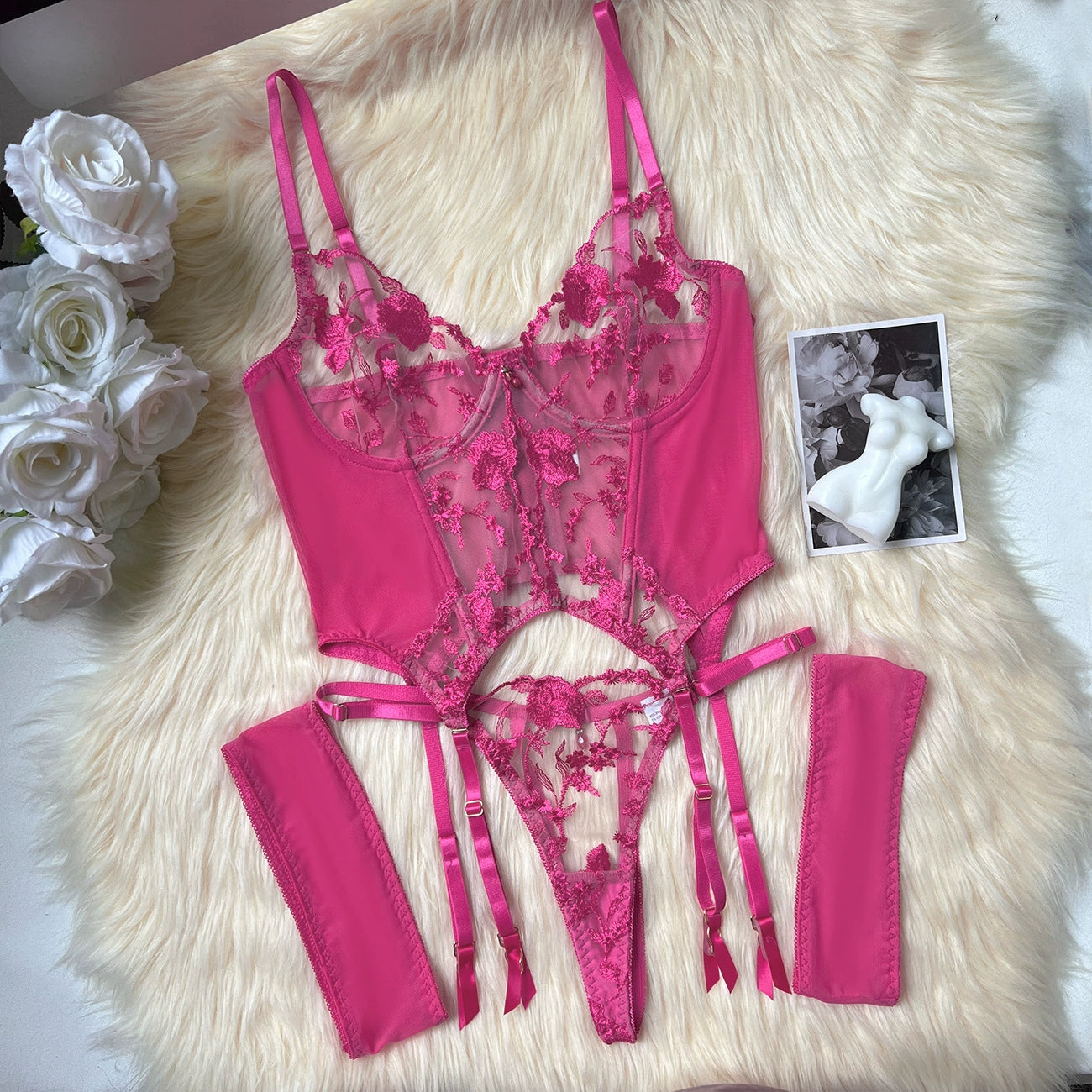 Tempting Sheer Lingerie 3-piece Set -Kinkelle