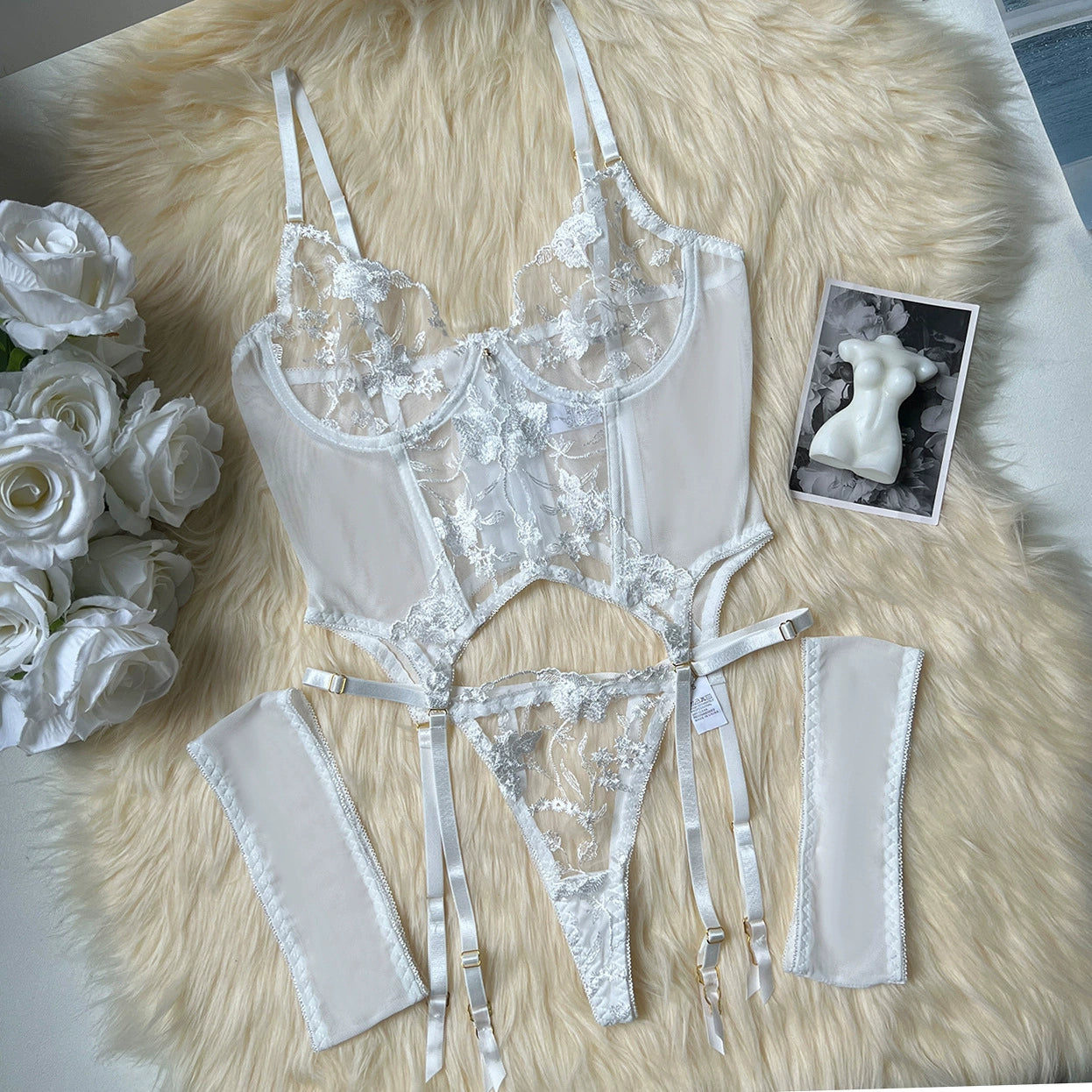 Tempting Sheer Lingerie 3-piece Set -Kinkelle