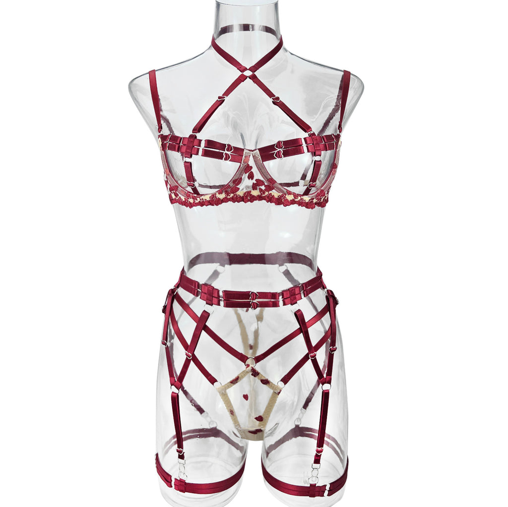 Color-Block Strappy 5-Piece Lingerie Set -Kinkelle