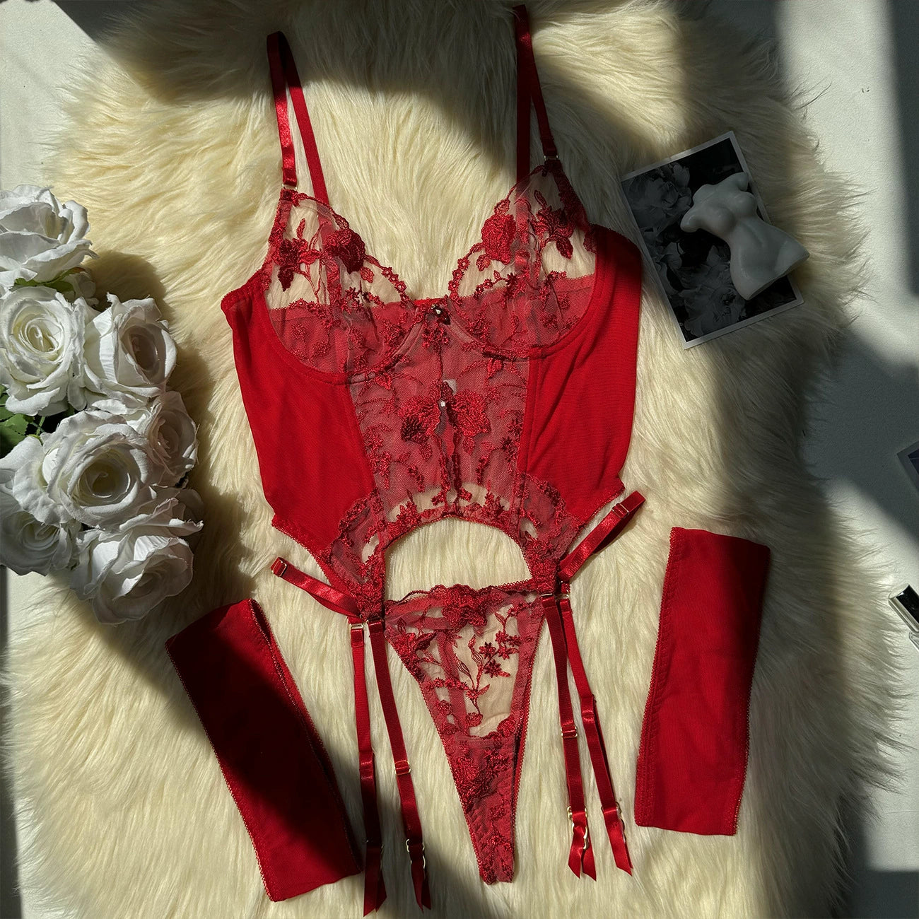 Tempting Sheer Lingerie 3-piece Set -Kinkelle