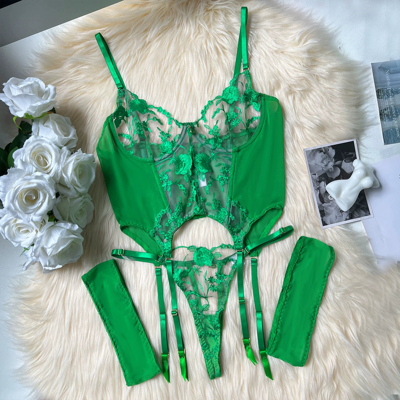Tempting Sheer Lingerie 3-piece Set -Kinkelle