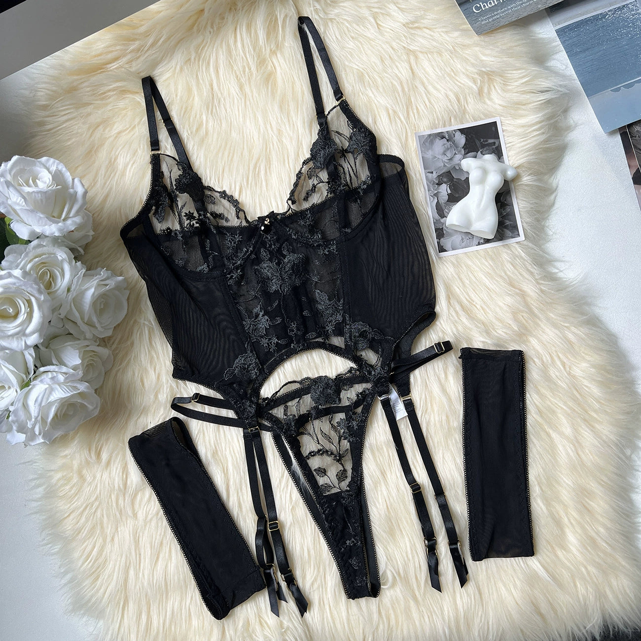 Tempting Sheer Lingerie 3-piece Set -Kinkelle