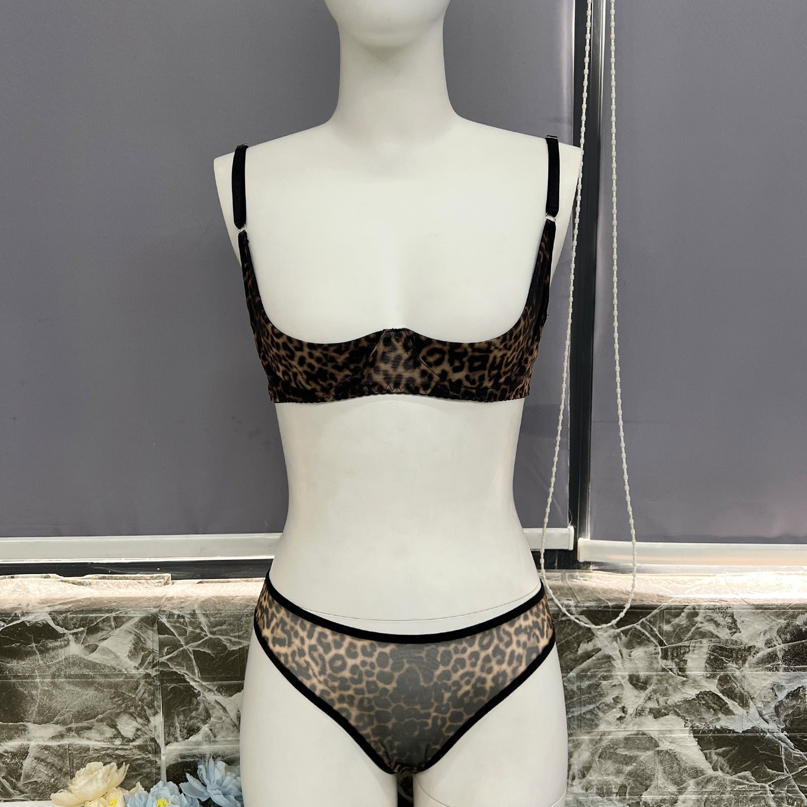 Leopard Print Lingerie 2-Piece Set -Kinkelle